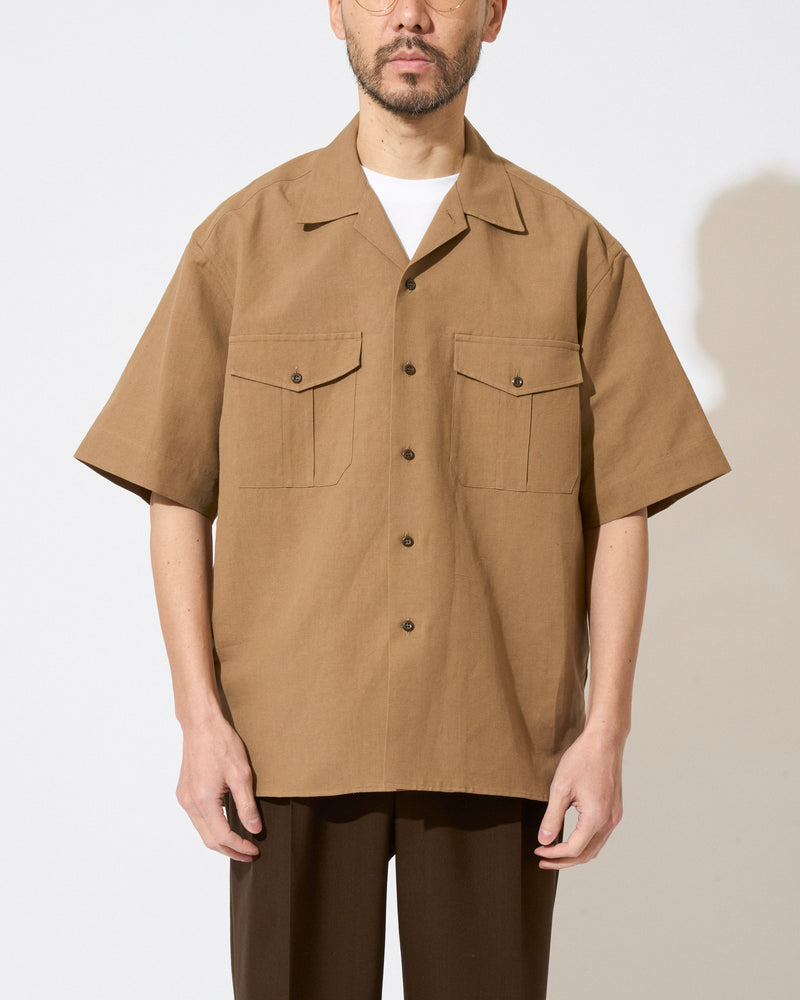 PIERRE SHIRTS SHORT / ピエールシャツショート<br>TAN135°<br>Li/Co ハイカウントポプリン